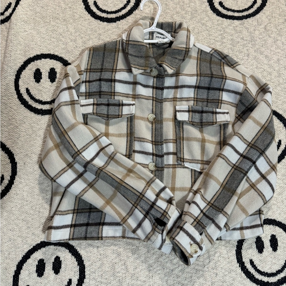 Plaid Jacket with Button Closure